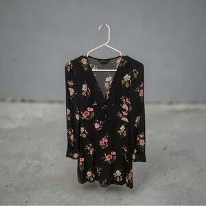 Zara Black Floral Mini Dress